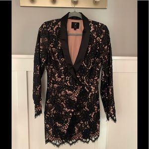 X by NBD Lace Tuxedo Mini Dress